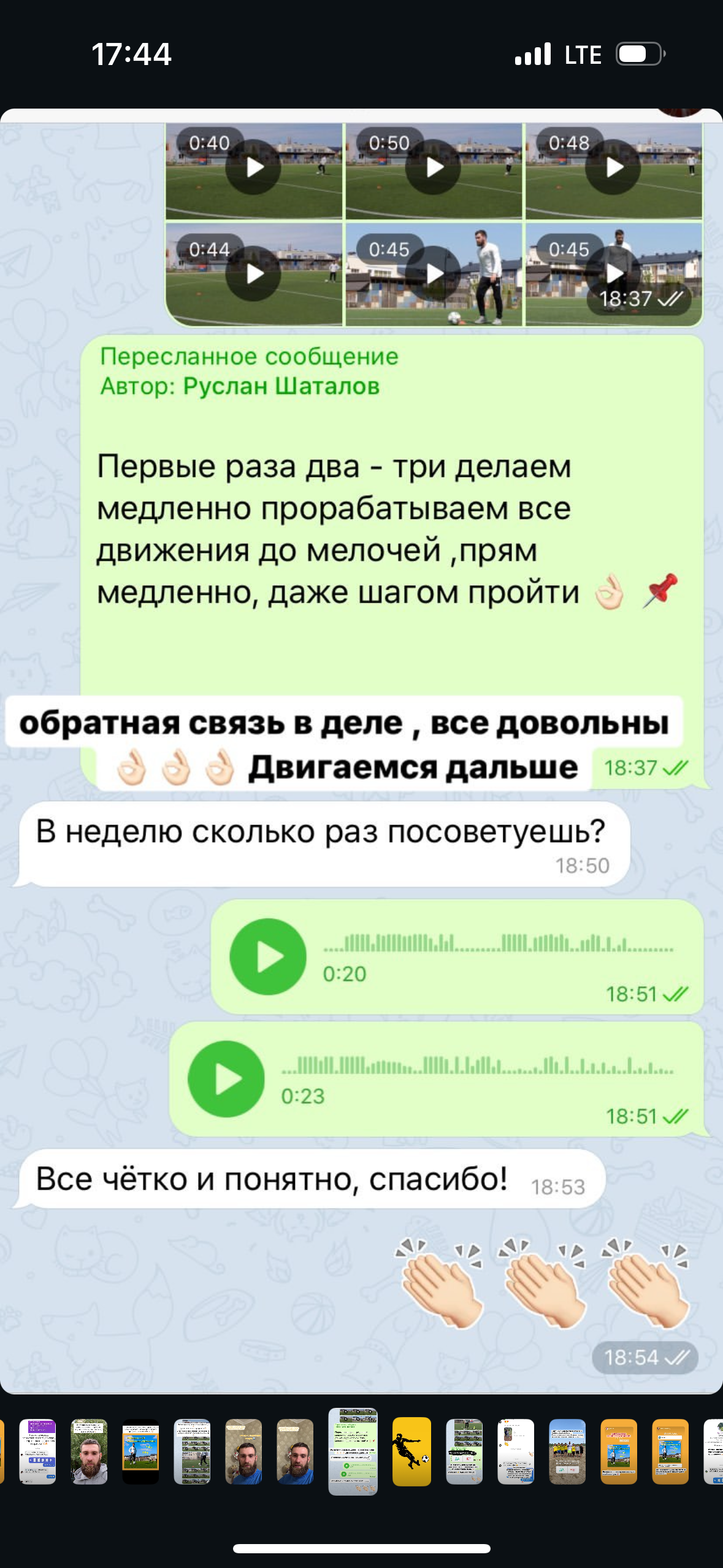 Пример переписки: рекомендации Руслана, два голосовых ответа и сообщение участника «Всё чётко и понятно, спасибо!»